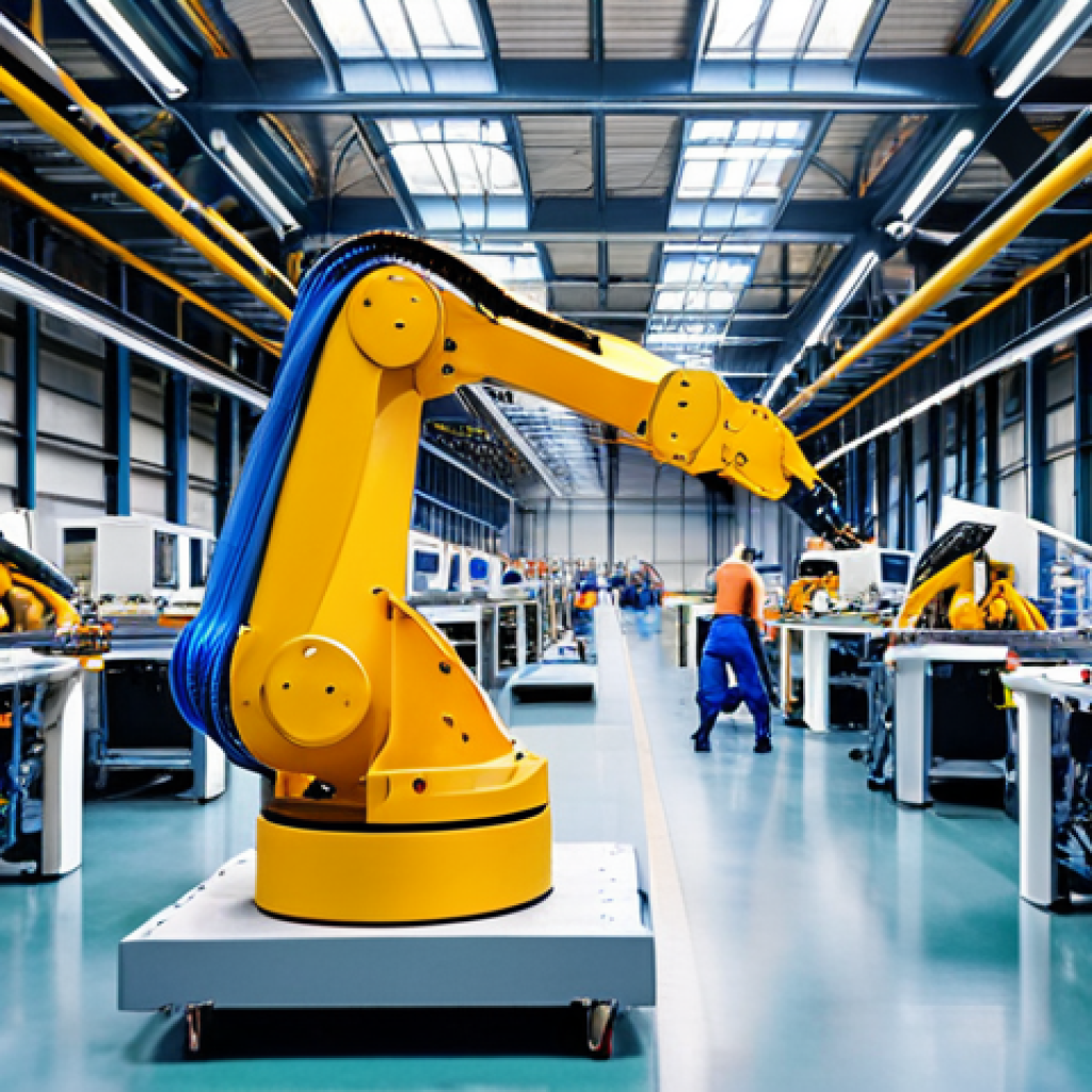 **Prompt 1: Romanian Industrial Transformation**
    "A vibrant, high-tech interior of a modern automotive assembly plant in Romania, depicting robotic arms and automated machinery working in harmony with a diverse team of skilled, young engineers and technicians. The scene emphasizes precision manufacturing, efficiency, and the integration of Industry