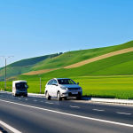 Romanian Highway (Autostrada)**

"A modern, well-maintained Romanian highway (Autostrada A1) on a sunny day. Cars and trucks are driving safely. Rolling hills and green fields in the background. Clear blue sky. Fully clothed drivers visible through car windows. Safe for work, appropriate content, professional photography, perfect anatomy, natural proportions, high quality, family-friendly, realistic."

**