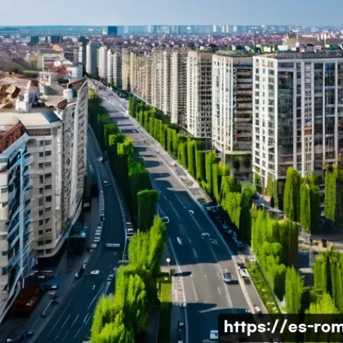 루마니아 부동산 시장 - A modern urban scene of Bucharest&rsquo;s real estate market showing a diverse range of residential buildi...